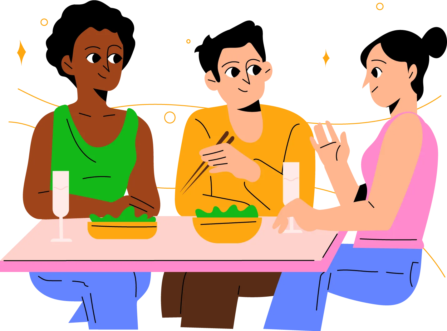 Friends Eating together